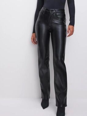 Good American Black Faux Leather Pants, Size 00/24